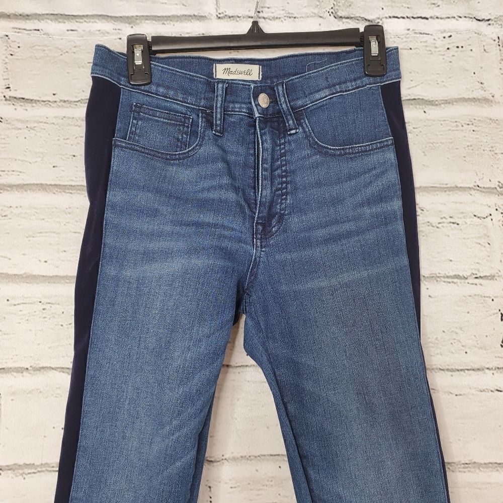 Madewell 9" high-Rise Skinny Jeans in Beattie Wash Velvet Tuxedo Stripe Edition - Picture 2 of 12